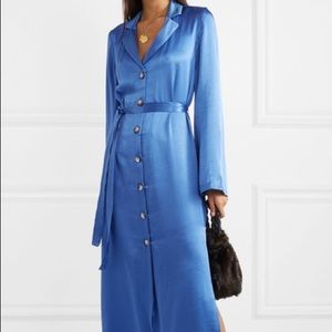 Staud Sandy Blue Satin Robe Dress XS